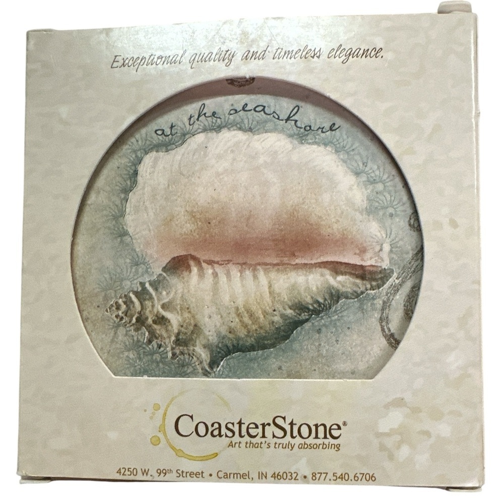 CoasterStone Ceramic Seaside Seashore Beachy Coasters Set of Four New